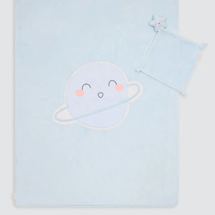 Set di coperta e doudou blu Baby Cosmos