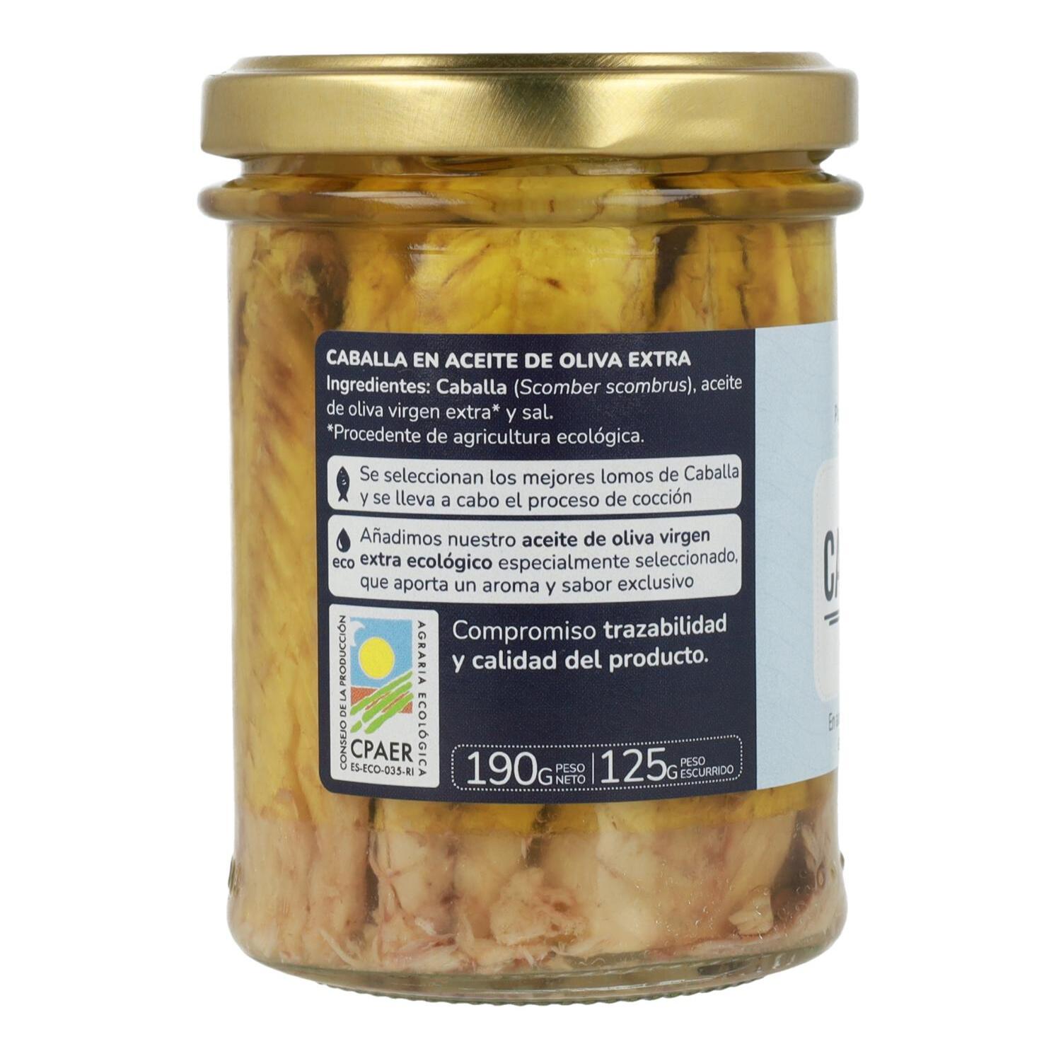 PLANETA HUERTO | Caballa en Aceite de Oliva ECO 190g – Conserva Ecológica con Omega 3 para la Salud Cardiovascular