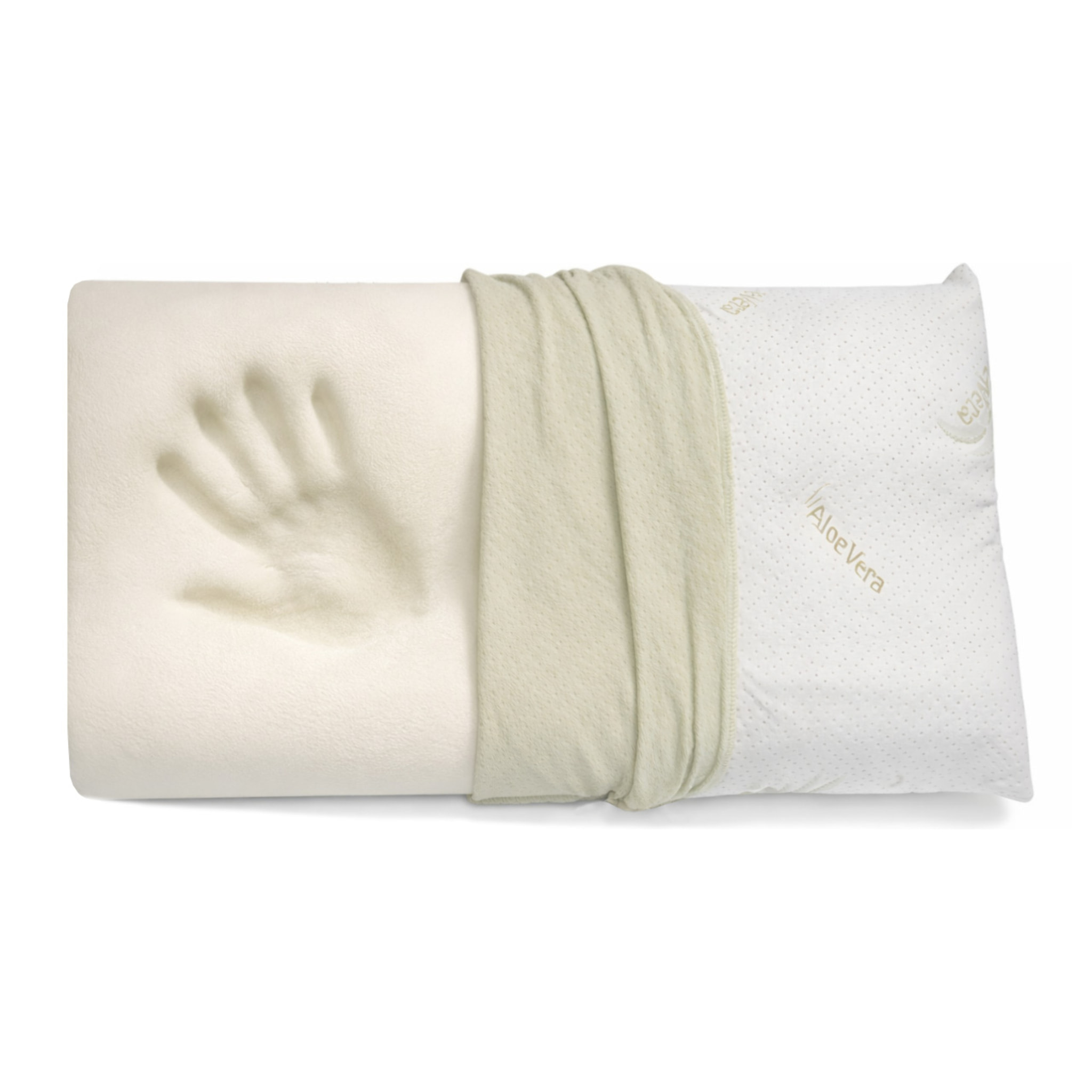 Guanciale Memory Foam Modello Saponetta con Federa all'Aloe Vera Cuscino Sfoderabile, Traspirante e Morbido