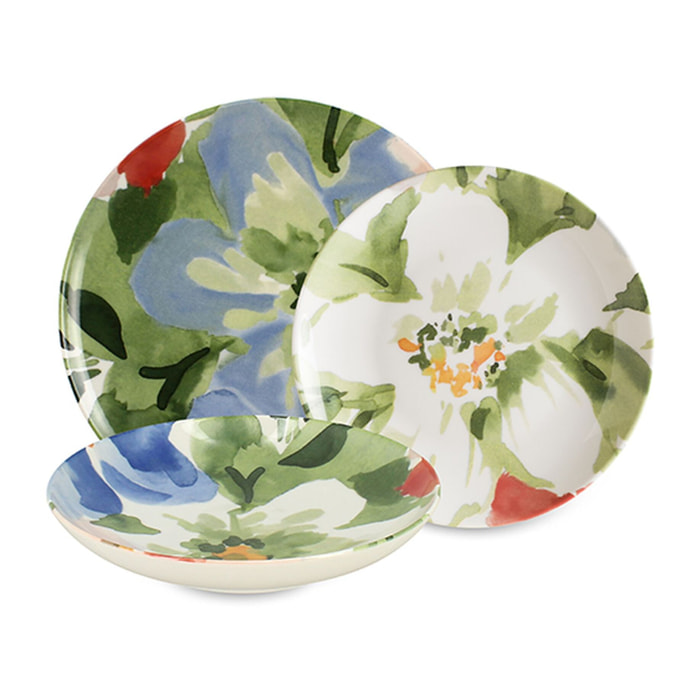 Service de table 36 pièces en porcelaine floral FLORALUX