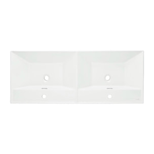 Double vasque semi-encastrée 121x46 cm - blanc brillant - avec trop-plein - B-Way SAT