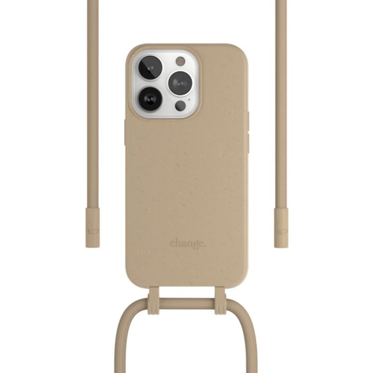 Coque avec cordon WOODCESSORIES iPhone 14 Pro Tour de cou Taupe