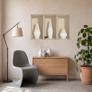 Stickers muraux 3D | Sticker Mural Autocollant effet 3D Vases en bois blanc - Stickers adhésifs 3D Chambre Salon Trompe l'oeil