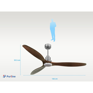 Ventilador de techo Modo Invierno/Verano Termostato Dimable Wifi Motor DC Techos Inclinados Mando a Distancia Luz tres tonos Hypersilence Memoria Vendible Shopify (AUTOMATICO) SabaD166C04LED64543 PURLINE