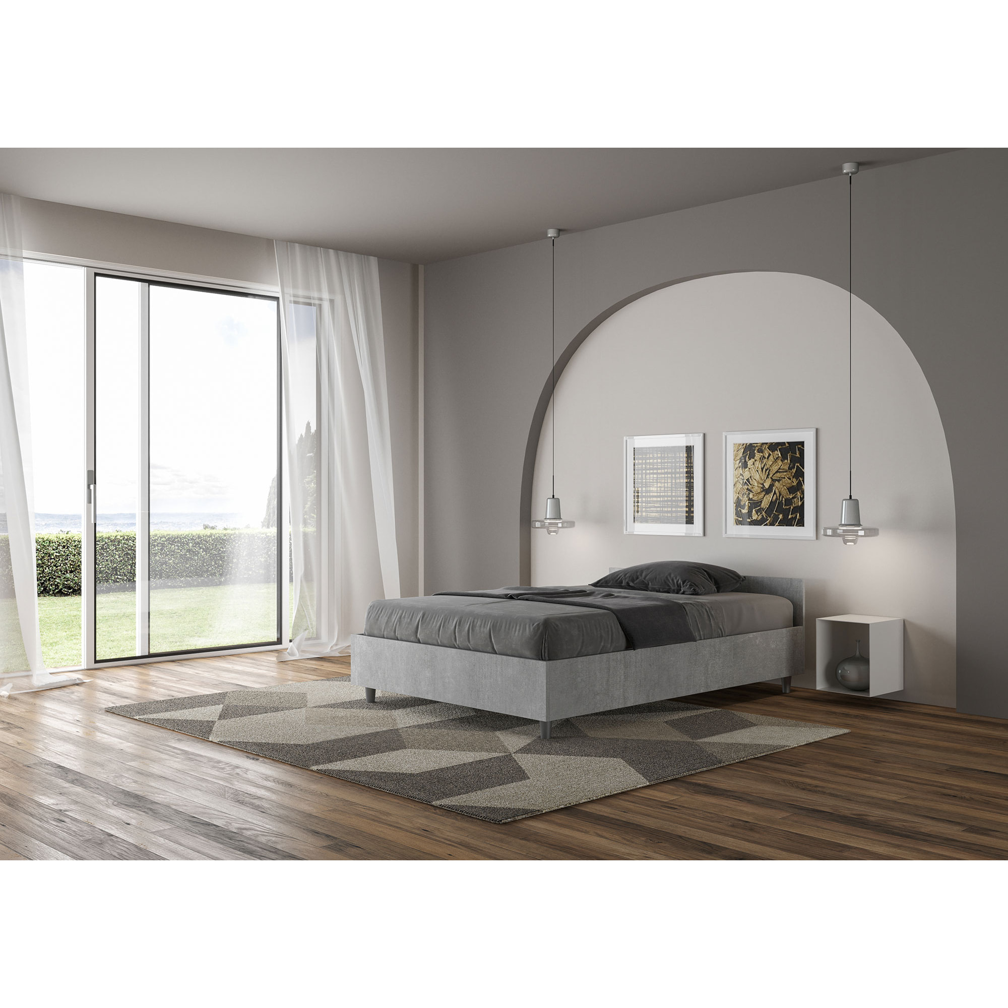 Cama sin somier 120x190 cemento Nuamo