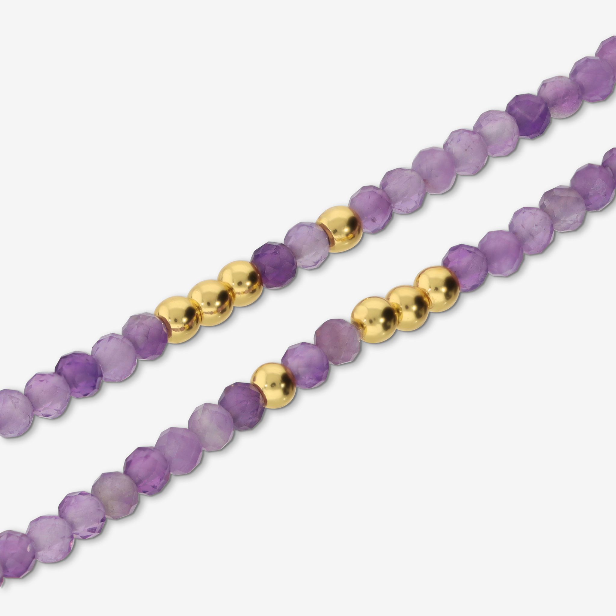 Bracciale Elastico con Ametista Viola e Bead Lucide