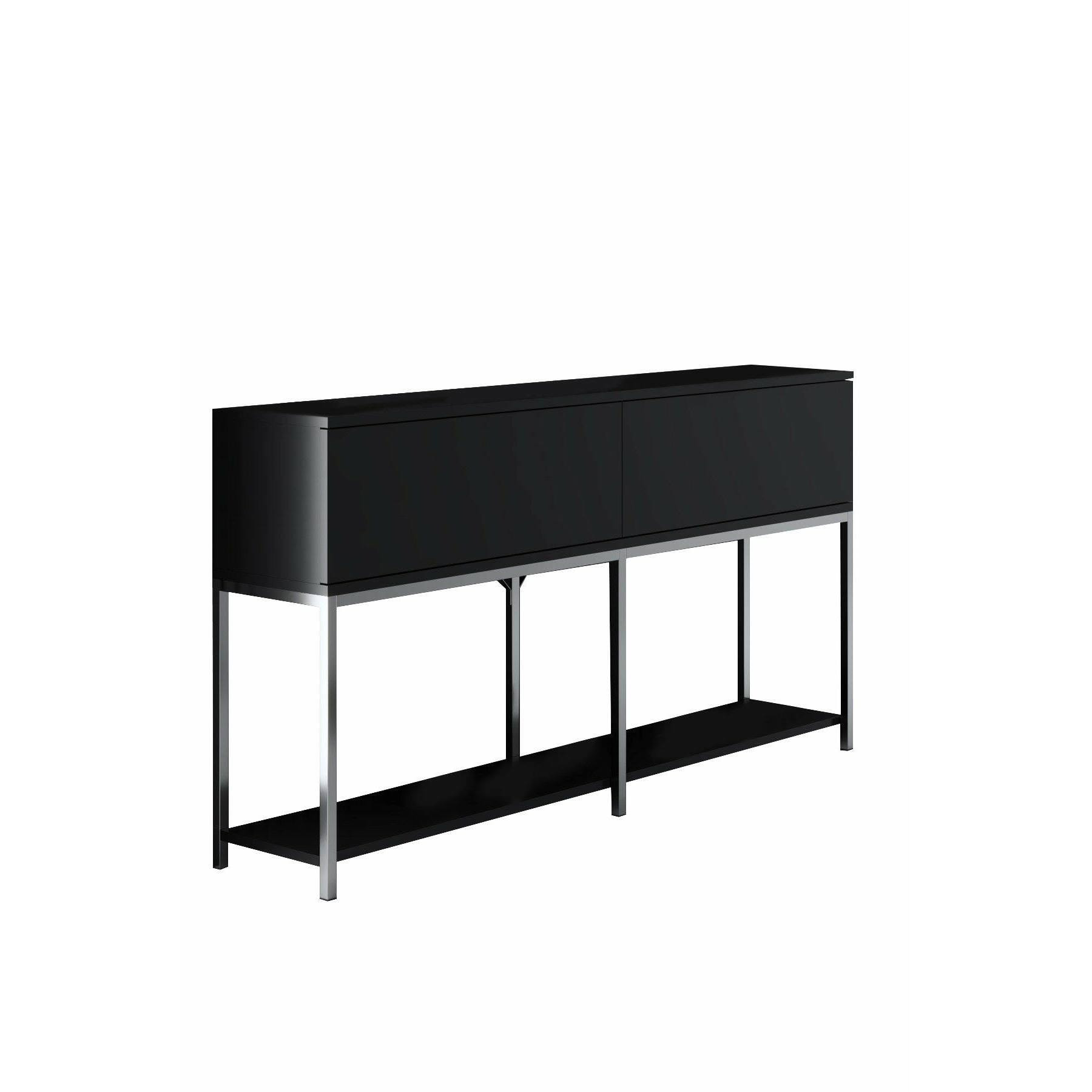 Credenza Djimsit, Buffet da soggiorno, Madia da salotto, Dispensa da cucina, 150x30h80 cm, Nero e Argento