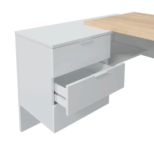 Mesa de escritorio Office Buc Blanco Artik (Blanco Mate) - Roble Canadian