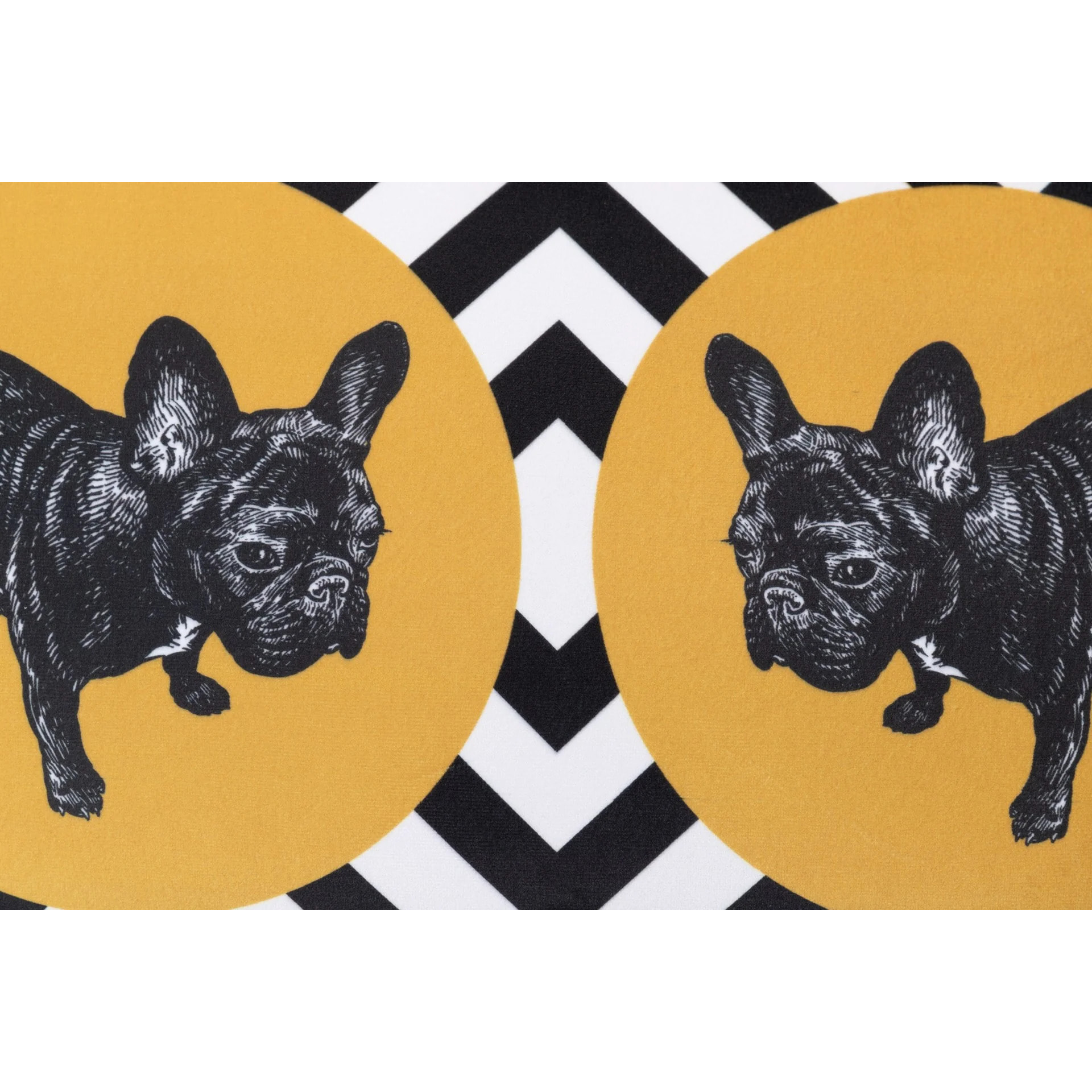 Cojin Velvet Bulldog Geometrico Negro Amarillo 45x13x30 Cm