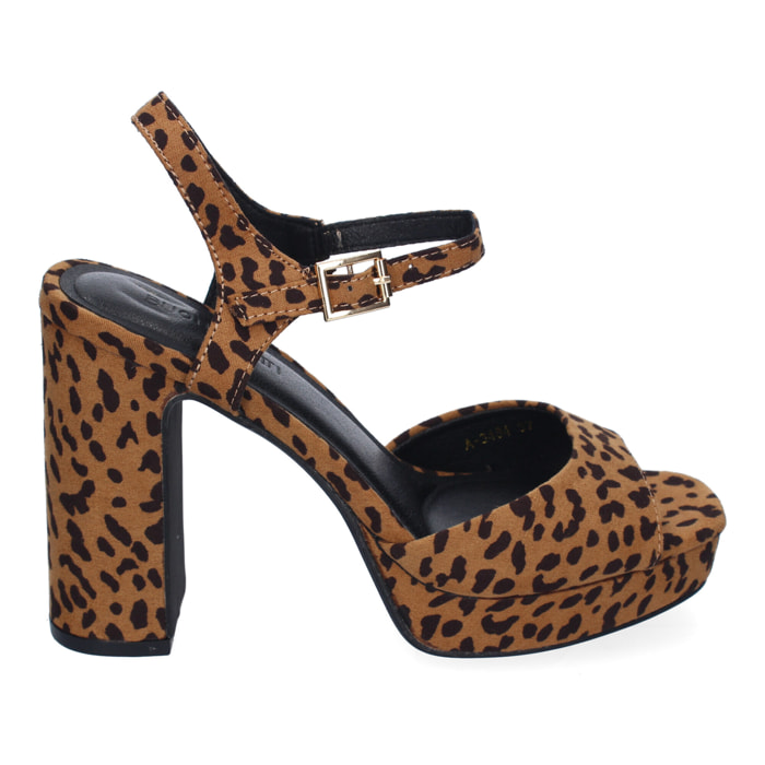 Sandalia de Tacon Alto para Mujer, Comodo, Estampado Animal Print