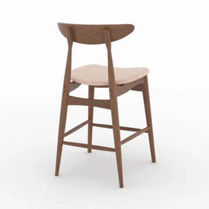 Lot de 2 chaises pour ilot central 63,5 cm en tissu beige et bois - Josette