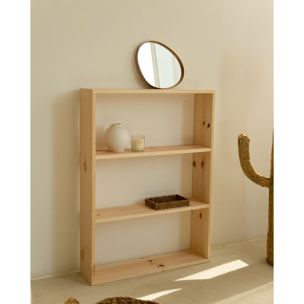 Estantería de madera maciza tono natural con 2 estantes Alto: 110 Largo: 80 Ancho: 20