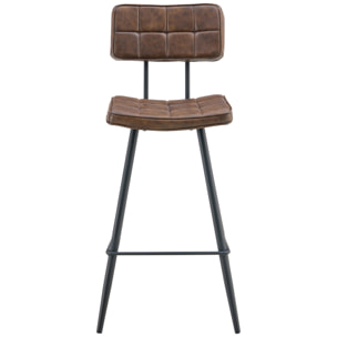 Lot de 2 tabourets de bar en simili marron FERNAND