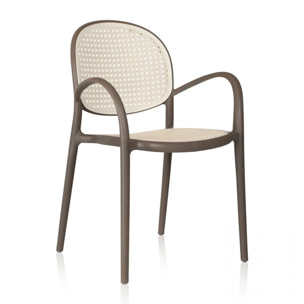 Pack 4 sillas de exterior Klux Arm Taupé - rattan