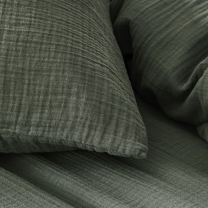 Housse de couette unie en gaze de coton, TENDRESSE, Vert