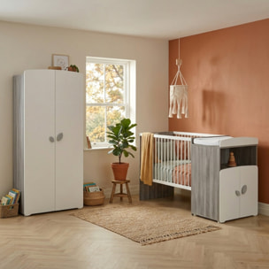 Armoire 2 portes bébé 175x86x56cm en bois gris