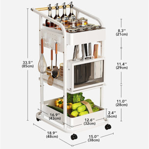 Joybos - estantería de almacenamiento con ruedas multifuncional para cocina