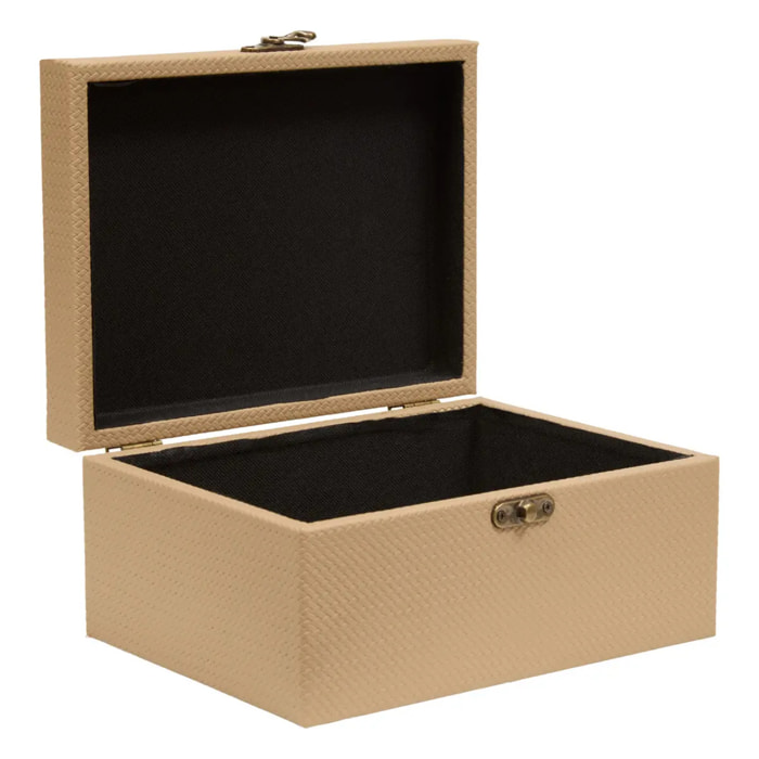 Lot de 4 boîtes de rangement rectangulaires Bonie beige