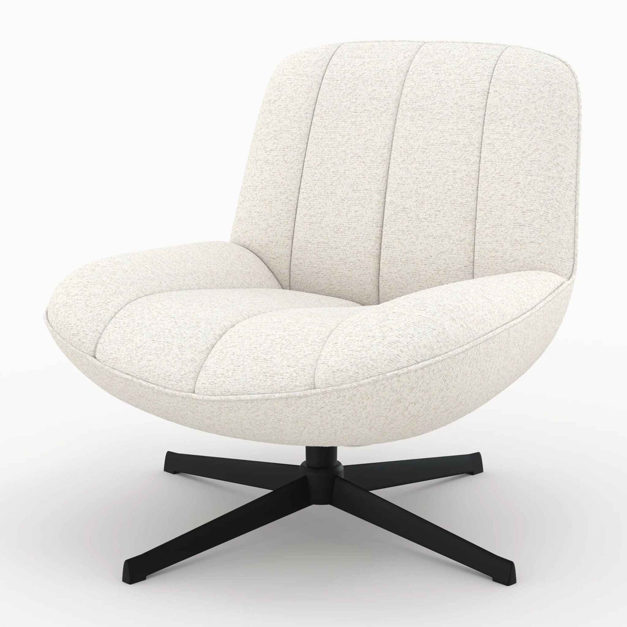 Fauteuil pivotant en tissu bouclé blanc cassé - Elvis