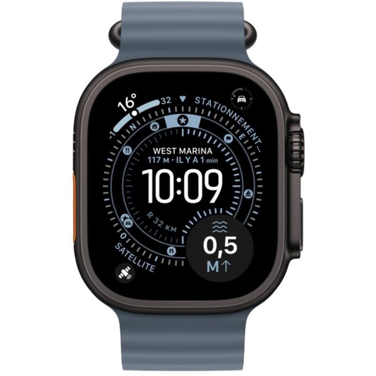 Bracelet APPLE 49 mm - Océan bleu maritime- Noir