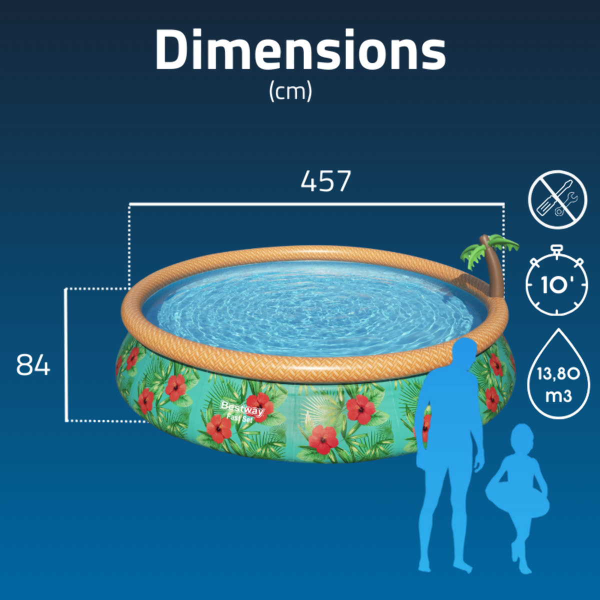 Bestway Piscine autoportante Ronde Fast Set 457 x 84 cm - Filtration Incluse
