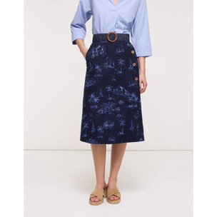 Falda Midi Azul Marino - Falnetis