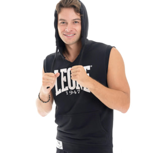 Felpa smanicata Leone 1947 Apparel con cappuccio e stampa Boxing. Per palestra.