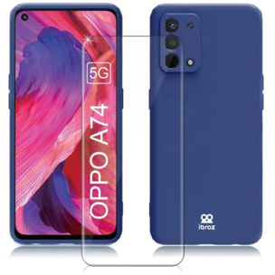 Coque IBROZ Oppo A74 5G Coque bleu + Verre trempé