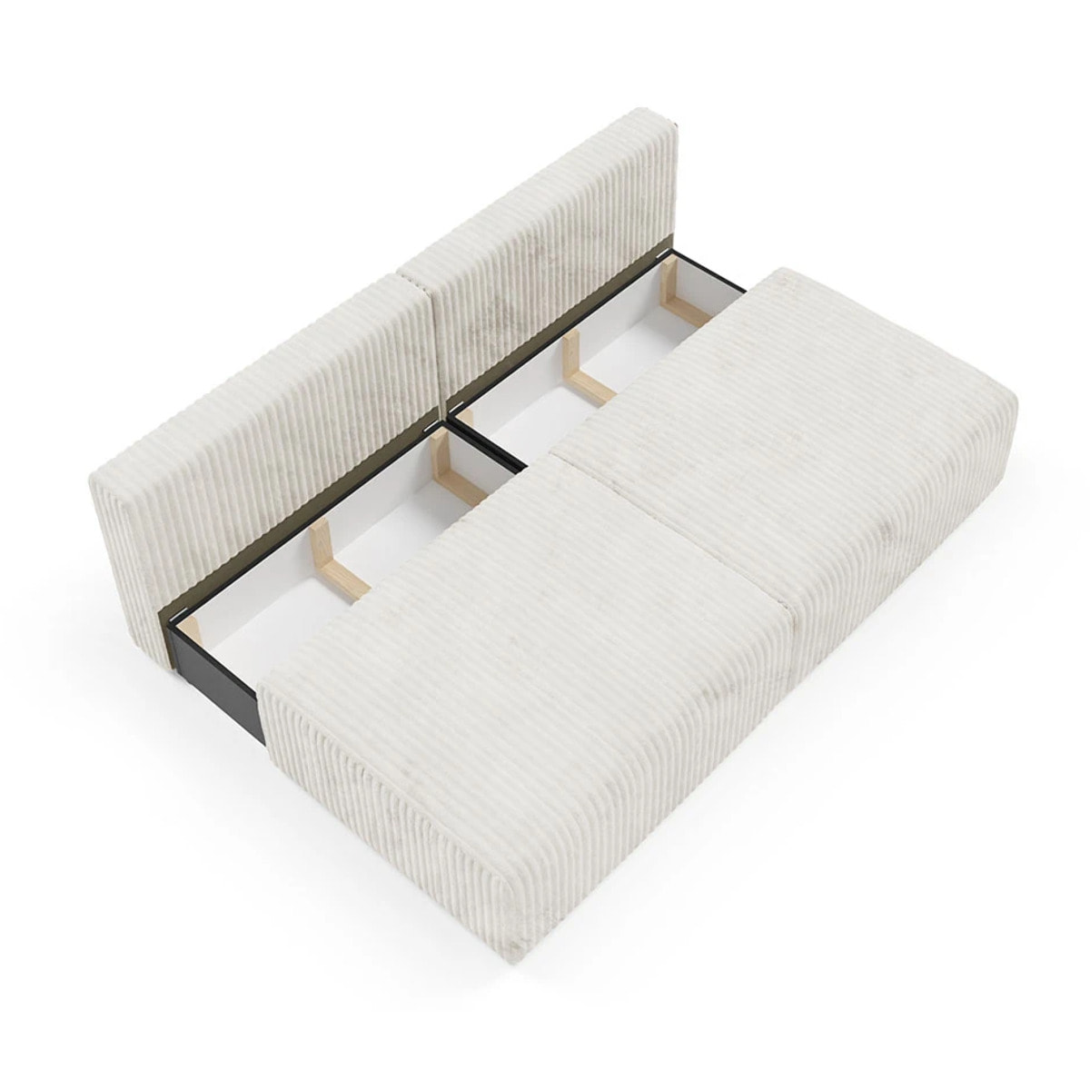 ELIOR - Canapé 3 places convertible en velours beige
