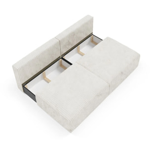 ELIOR - Canapé 3 places convertible en velours beige