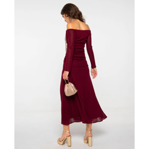 Vestido midi de punto palabra de honor