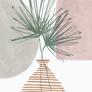 Affiche fleurs Feuille en éventail Affiche + cadre en bois - Chêne