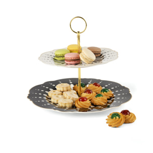 Alzata dolci a 2 piani Excelsa – Alice, New Bone China, Multicolore