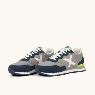 Sneakers Retro Running Gris y Azul con Detalles Lima MUNICH DASH 271