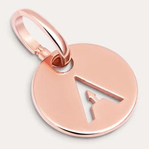 Charm Mini Medallion Letter Argento Placcato Oro Rosa