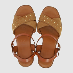 Sandalias de Serraje - Cuero - Tacón: 9 cm