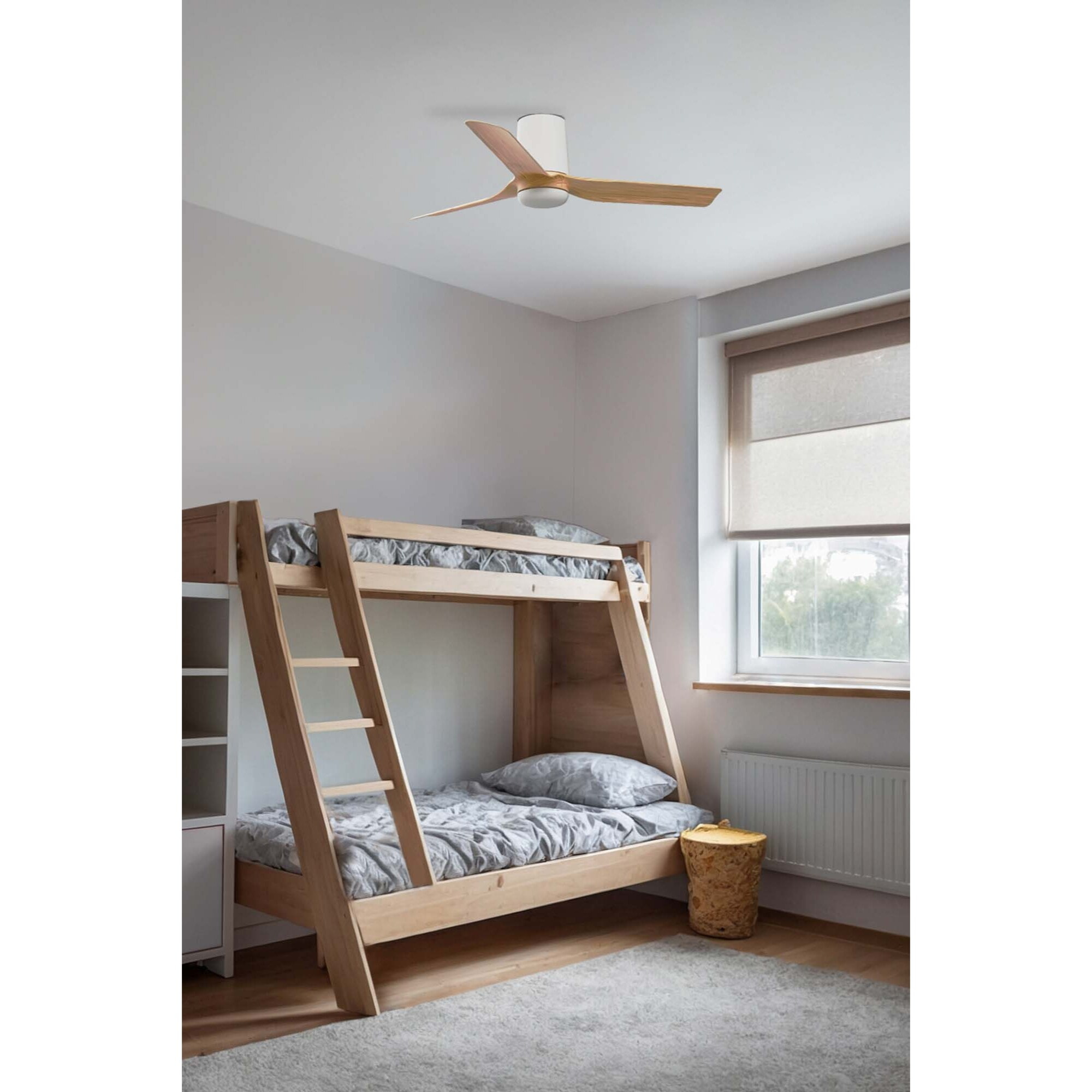 MINI PUNT TUB S LED Ventilateur de plafond blanc/bois clair TUYA