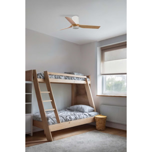 MINI PUNT TUB S LED Ventilateur de plafond blanc/bois clair TUYA