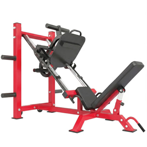 Presse à cuisses leg press machine pro 455kg compatible disques 25/50mm noir rouge