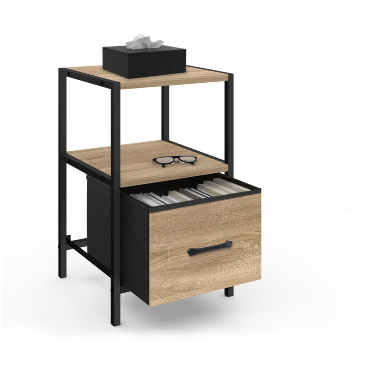 Tables de chevet Iris avec 1 tiroir et 1 niche - lot de 2