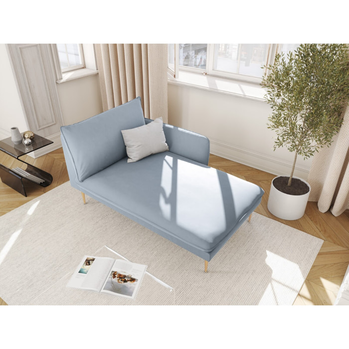 Méridienne droite "Vienna" en velours bleu clair
