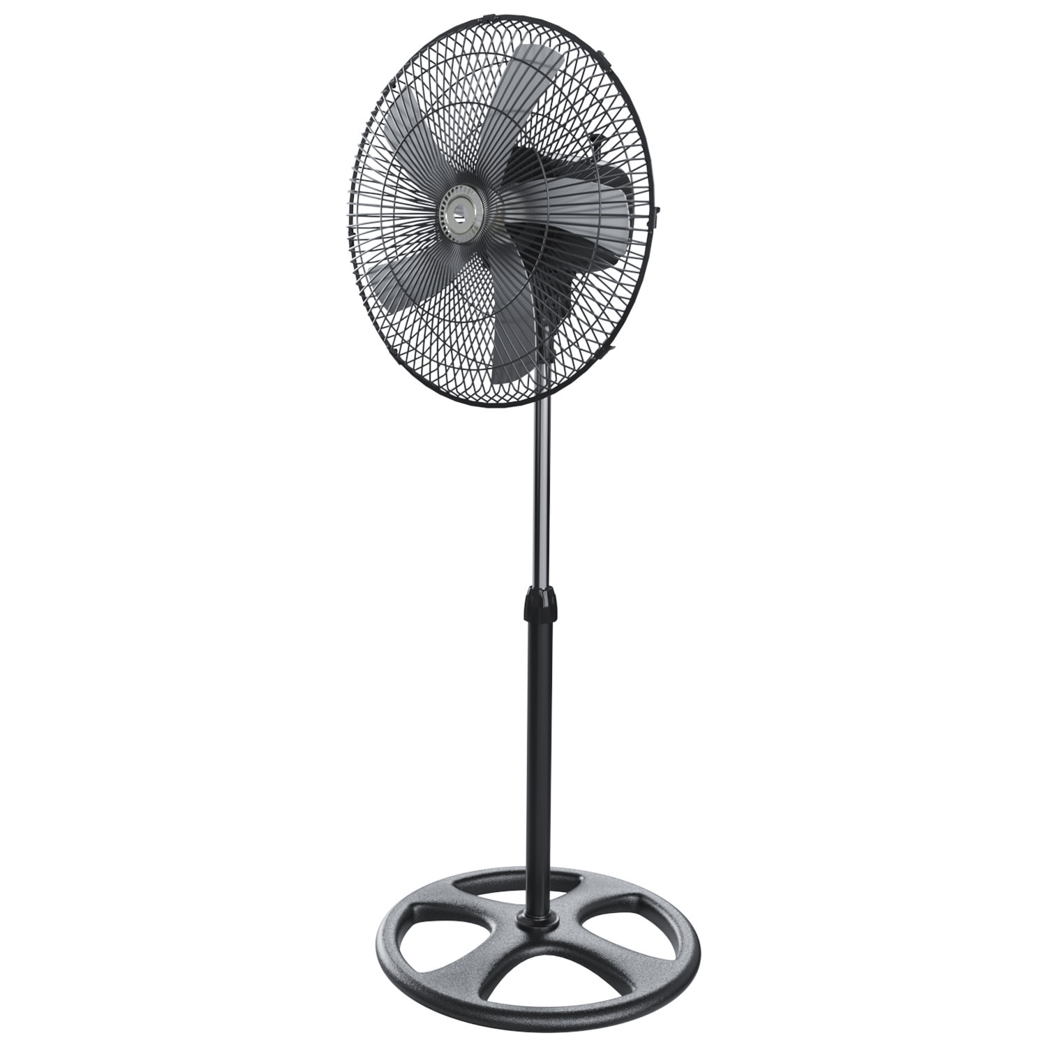 Ventilatore A Piantana Potente Da 75W Per Pavimento 5 Pale In Acciaio Da 42 Cm Silenzioso 3 Velocità Oscillante Altezza e Inclinazione Regolabili