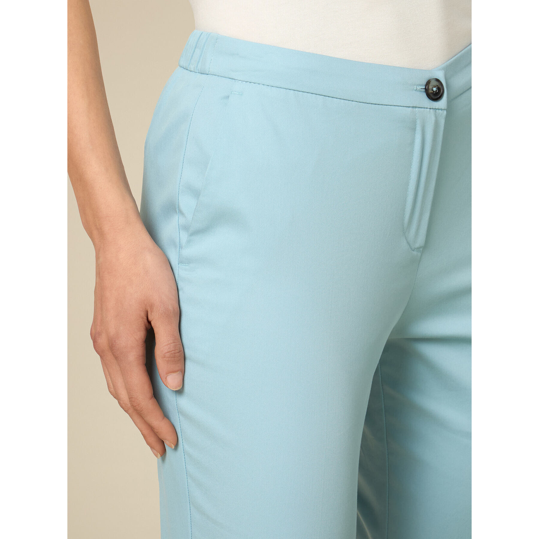 Oltre - Pantalones básicos en mezcla de algodón - Light - blue