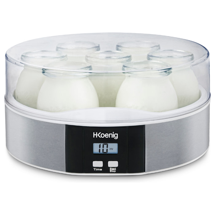 Yogurtera ELY70 H.Koenig 7 Envases, Pantalla LCD, 15 Horas de Preparacion, 15W