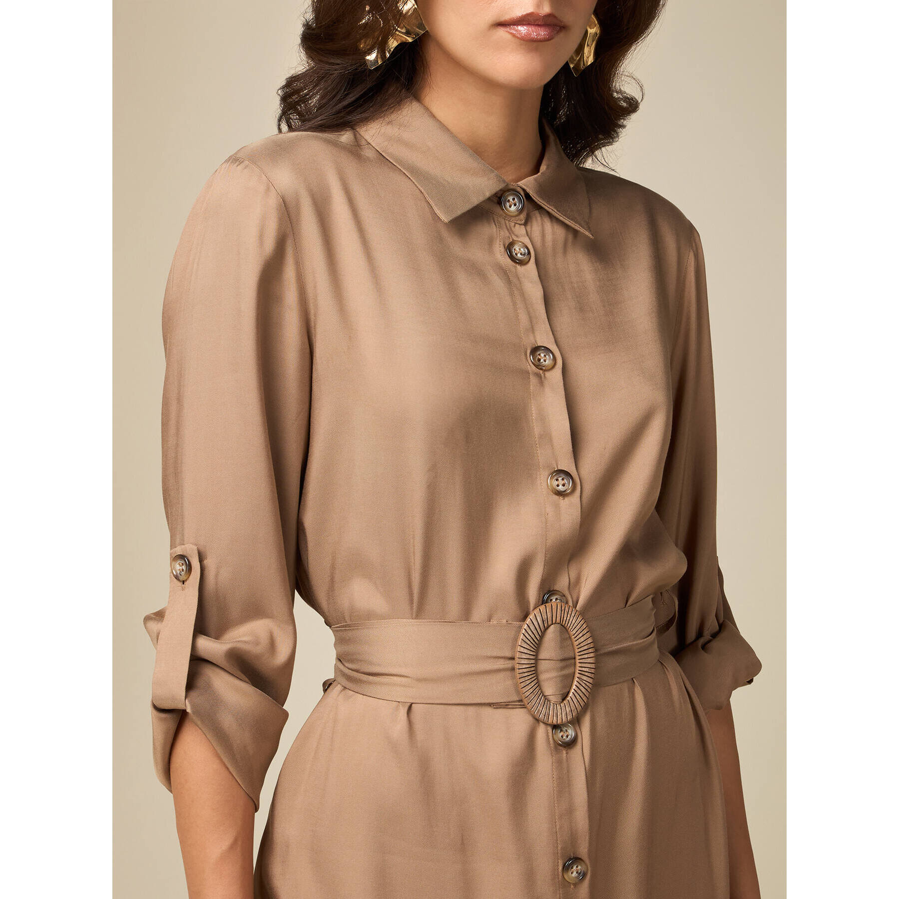 Oltre - Viscose shirt dress - Beige