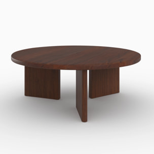 Table basse ronde en bois massif de mindi foncé D80 cm - Galia