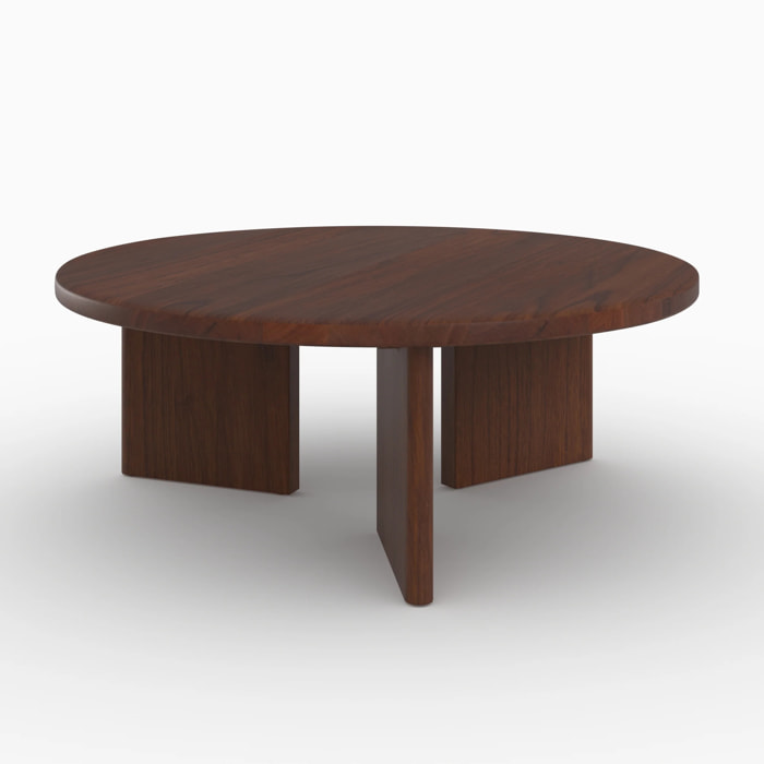 Table basse ronde en bois massif de mindi foncé D80 cm - Galia