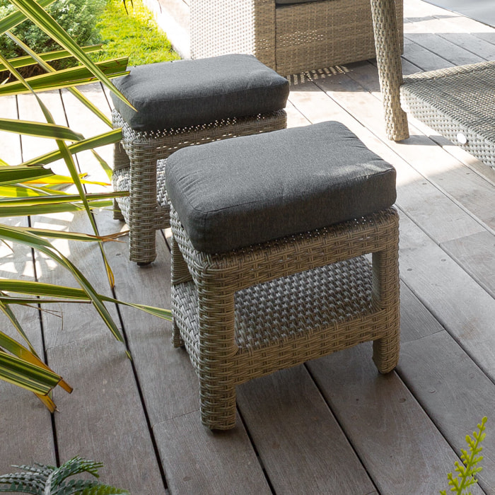 Pouf de jardin "Polynésia" havane en aluminium traité époxy