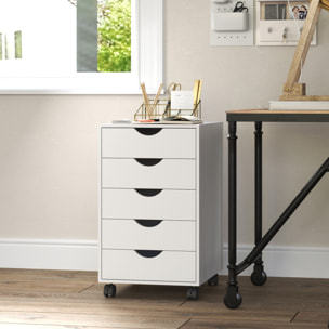 Caisson bureau 5 tiroirs mobile dim. 40x40x67cm blanc