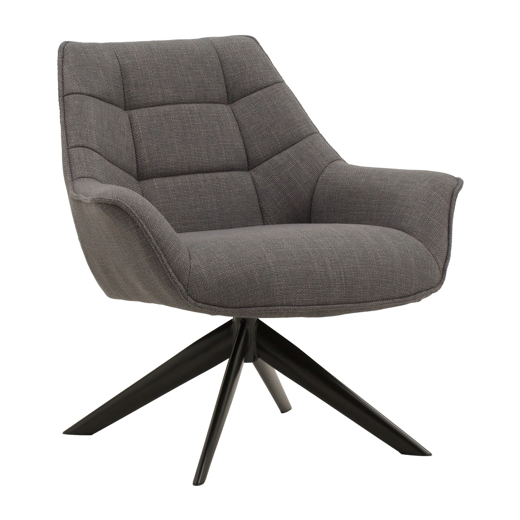 Poltrona girevole SEAPORT in tessuto grigio e gambe in metallo nero